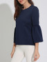 Charming Designed Round Neck Plain Bell Long Sleeve T-Shirt