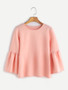 Charming Designed Round Neck Plain Bell Long Sleeve T-Shirt