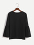 Charming Designed Round Neck Plain Bell Long Sleeve T-Shirt