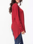 Casual Round Neck Plain Asymmetric Hem Long Sleeve T-shirt