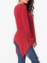 Casual Round Neck Plain Asymmetric Hem Long Sleeve T-shirt