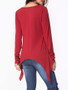 Casual Round Neck Plain Asymmetric Hem Long Sleeve T-shirt