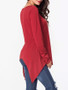 Casual Round Neck Plain Asymmetric Hem Long Sleeve T-shirt