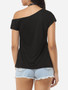 Casual Plain Exquisite One Shoulder Short-sleeve-t-shirt