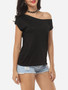 Casual Plain Exquisite One Shoulder Short-sleeve-t-shirt