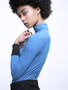 Casual High Neck Color Block Long Sleeve T-Shirt