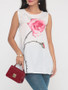 Casual Floral Printed Crew Neck Sleeveless-t-shirt