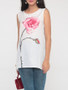 Casual Floral Printed Crew Neck Sleeveless-t-shirt