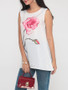 Casual Floral Printed Crew Neck Sleeveless-t-shirt