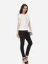 Casual Hollow Out Lace Plain Exquisite Crew Neck Long-sleeve-t-shirt