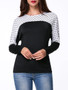 Casual Round Neck Polka Dot Batwing Long Sleeve T-Shirt