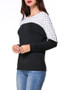 Casual Round Neck Polka Dot Batwing Long Sleeve T-Shirt