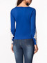 Casual Round Neck Decorative Lace Hollow Out Long Sleeve T-Shirt