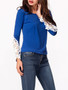 Casual Round Neck Decorative Lace Hollow Out Long Sleeve T-Shirt