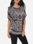 Casual Printed Batwing Extraordinary Round Neck Short-sleeve-t-shirt