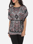 Casual Printed Batwing Extraordinary Round Neck Short-sleeve-t-shirt