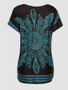 Casual Tribal Printed Round Neck Short Sleeve T-Shirt