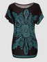 Casual Tribal Printed Round Neck Short Sleeve T-Shirt