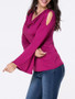 Casual Cowl Neck Cutout Plain Bell Long Sleeve T-Shirt