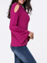 Casual Cowl Neck Cutout Plain Bell Long Sleeve T-Shirt