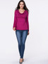 Casual Cowl Neck Cutout Plain Bell Long Sleeve T-Shirt