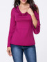 Casual Cowl Neck Cutout Plain Bell Long Sleeve T-Shirt