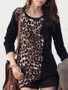 Casual Leopard Printed Patchwork Long-sleeve-t-shirt