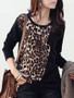 Casual Leopard Printed Patchwork Long-sleeve-t-shirt