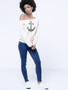 Casual Colorful One Shoulder Printed Long-Sleeve-T-Shirt