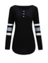 Casual Designed Round Neck Color Block Striped Long Sleeve T-Shirt