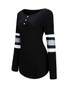 Casual Designed Round Neck Color Block Striped Long Sleeve T-Shirt