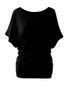 Casual Open Shoulder Concise Plain Batwing Short Sleeve T-Shirt