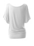 Casual Open Shoulder Concise Plain Batwing Short Sleeve T-Shirt