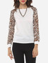 Casual Leopard Printed Modern Round Neck Long-sleeve-t-shirt