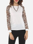 Casual Leopard Printed Modern Round Neck Long-sleeve-t-shirt