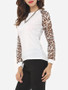 Casual Leopard Printed Modern Round Neck Long-sleeve-t-shirt