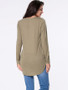 Casual Surplice Plain High-Low Long Sleeve T-Shirt