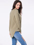 Casual Surplice Plain High-Low Long Sleeve T-Shirt