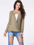 Casual Surplice Plain High-Low Long Sleeve T-Shirt