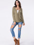 Casual Surplice Plain High-Low Long Sleeve T-Shirt