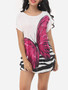 Casual Round Neck Batwing Loose Fitting Butterfly Printed Short-sleeve-t-shirt