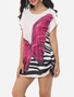 Casual Round Neck Batwing Loose Fitting Butterfly Printed Short-sleeve-t-shirt
