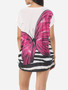 Casual Round Neck Batwing Loose Fitting Butterfly Printed Short-sleeve-t-shirt