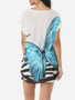 Casual Round Neck Batwing Loose Fitting Butterfly Printed Short-sleeve-t-shirt