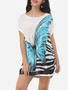 Casual Round Neck Batwing Loose Fitting Butterfly Printed Short-sleeve-t-shirt