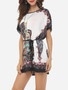Casual Printed Batwing Charming Round Neck Short-sleeve-t-shirt