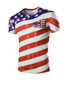 Casual Round Neck Letters US Flag Printed T-Shirt