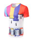 Casual Color Block Round Neck Paint Printed T-Shirt