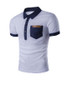 Casual Contrast Trim Patch Pocket Polo Collar T-Shirt