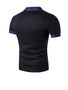 Casual Contrast Trim Patch Pocket Polo Collar T-Shirt